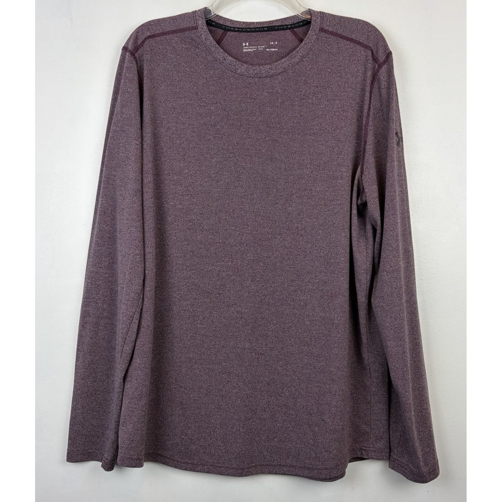 Under Armour Threadborne Heatgear Shirt Mens Large Burgundy Base Layer Loose